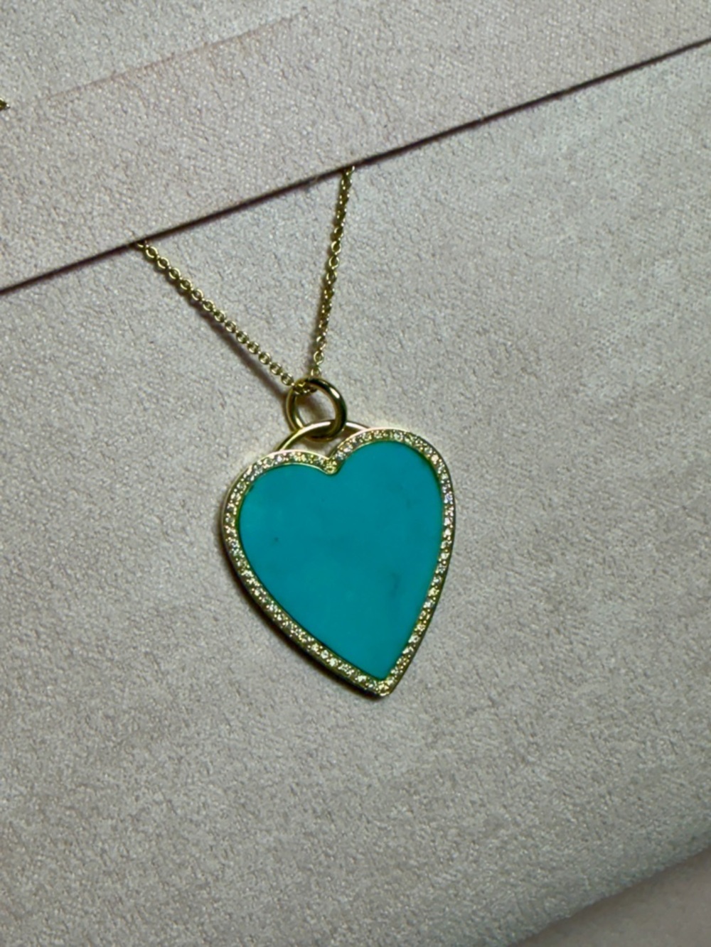 Jennnifer Meyer Turquoise Inlay Heart Necklace with Diamonds - 18k Gold